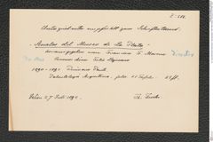 k.k. naturhistorisches Hofmuseum, Intendanzakten 1885-1896 (Hauer), Aktenzahl Z.518/1892, Seite 1